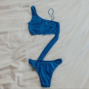 UO Out From Under Blue Crossbody Bodysuit